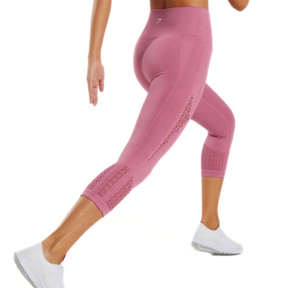 Gymshark Energy Seamless Crop Leggings Plum Size S - Picture 2 of 9